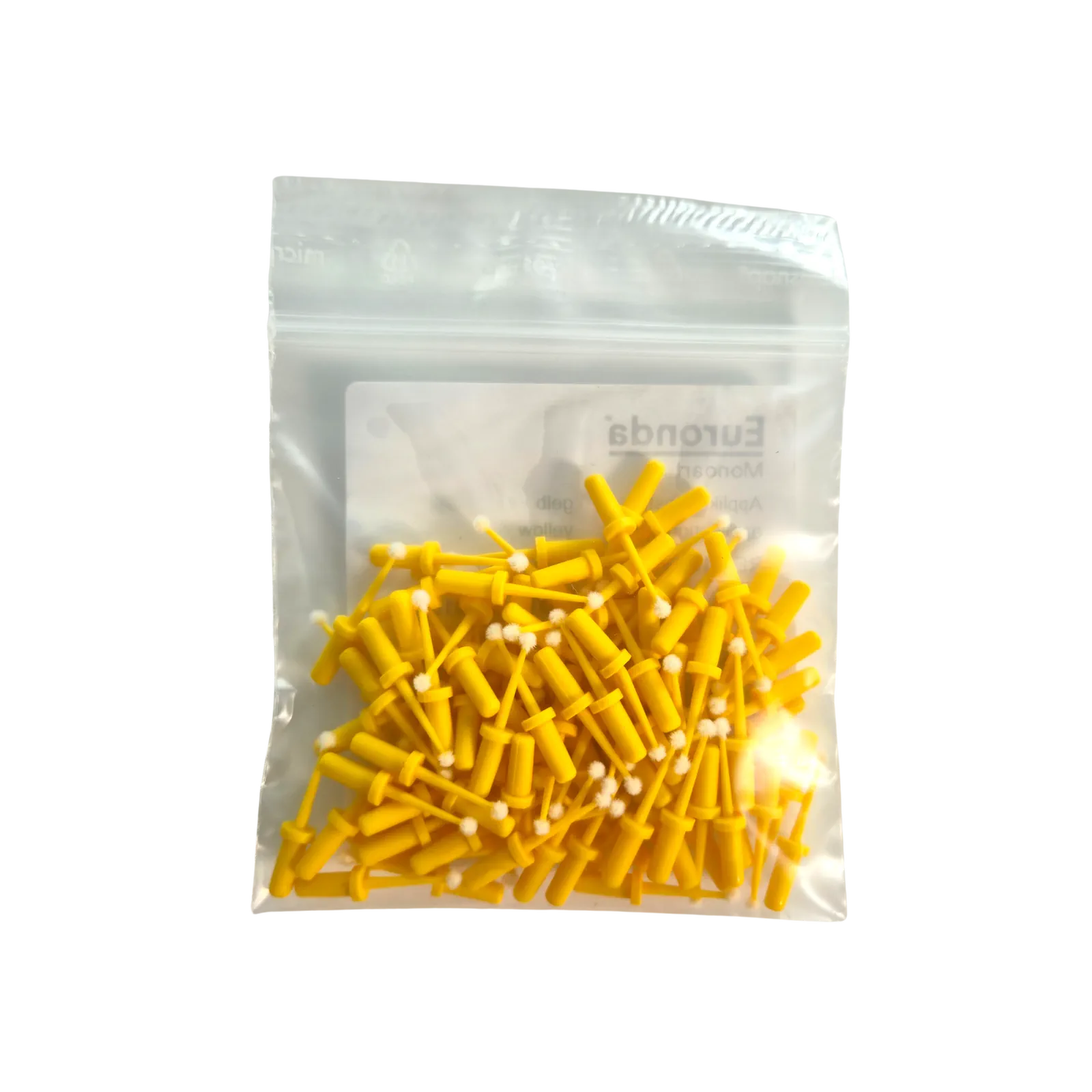 Gelbe Micropinsel im Zip-Beutel von Euronda