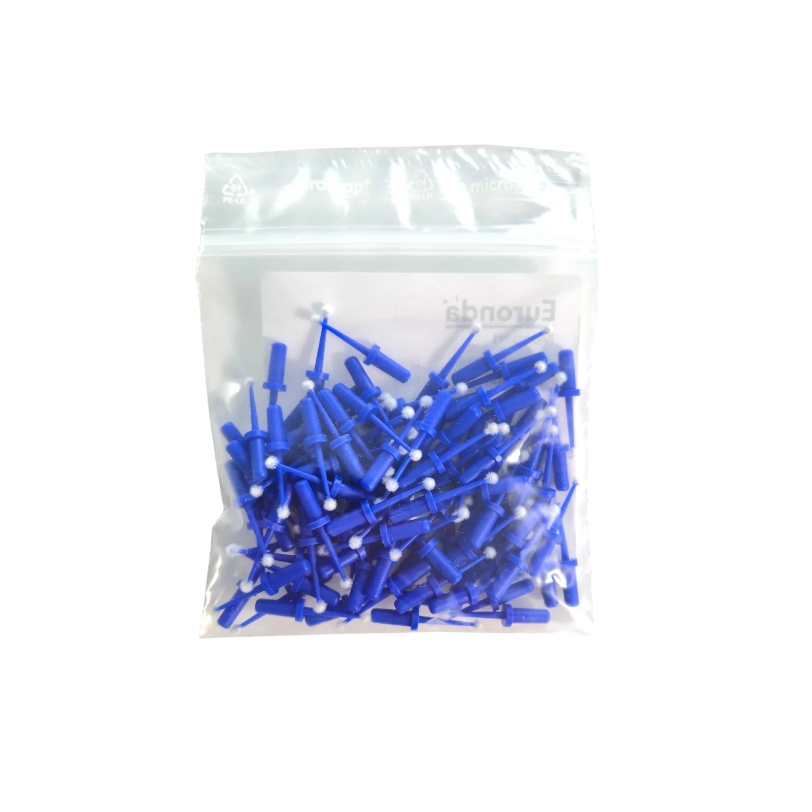 Micropinsel mit blauem Schaft im Zip-Beutel