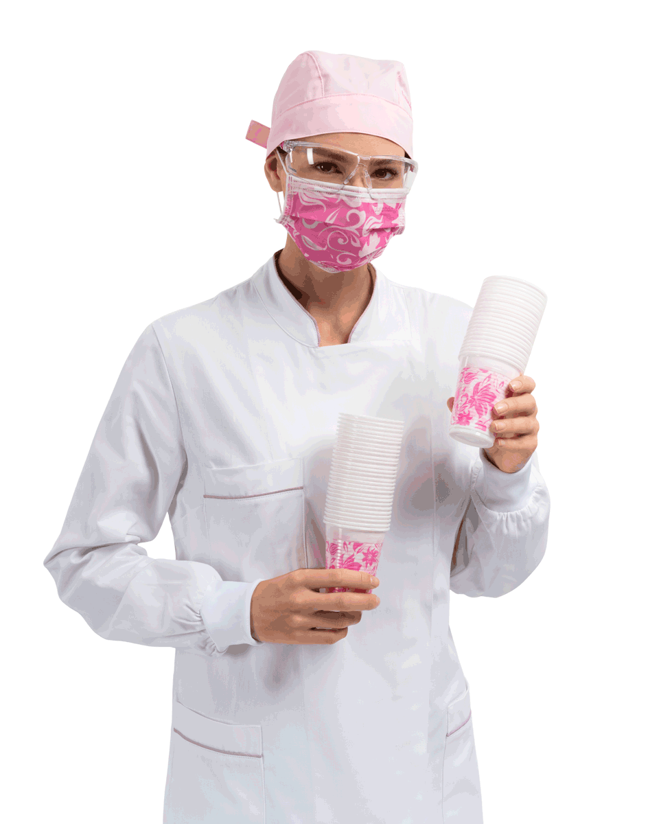 Monoart Mundschutz Pro 3 Flower in Rosa – Blumenmuster-Edition (Artikel 217121)